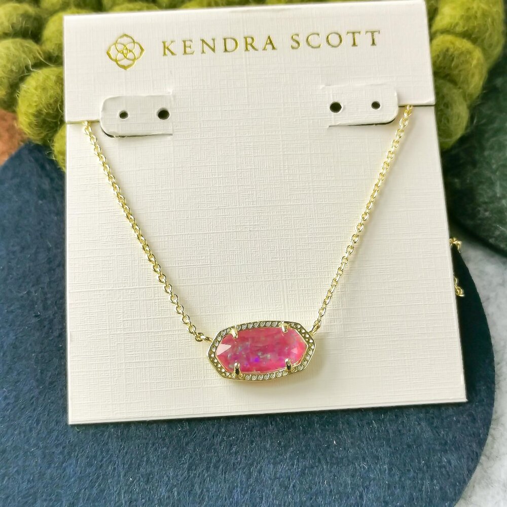 Kendra Scott Elisa Fuchsia Kyocera Opal Necklace Gold